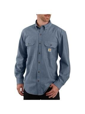 CARHARTT MENS FORT LOOSE LS SHIRT IN  DENIM BLUE CHAMBRAY-SIZE MEDIUM